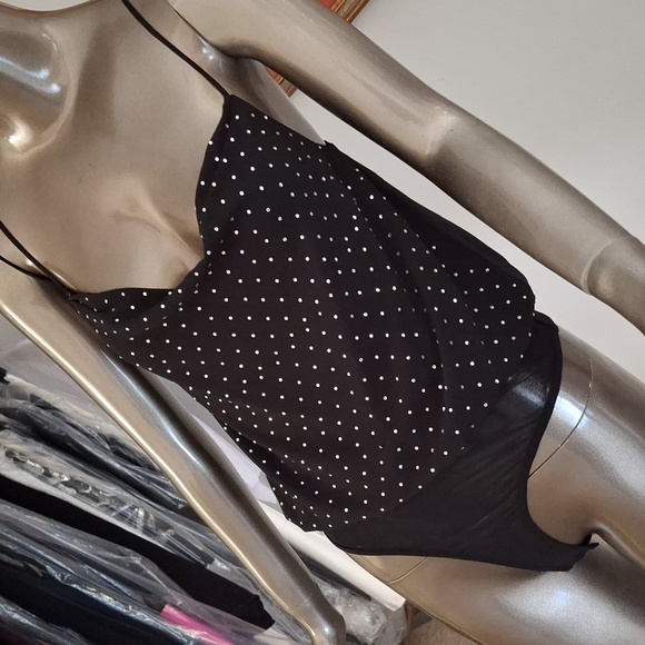 Vintage runway stretch crystline trimmed knit body suit - Picture 2 of 5